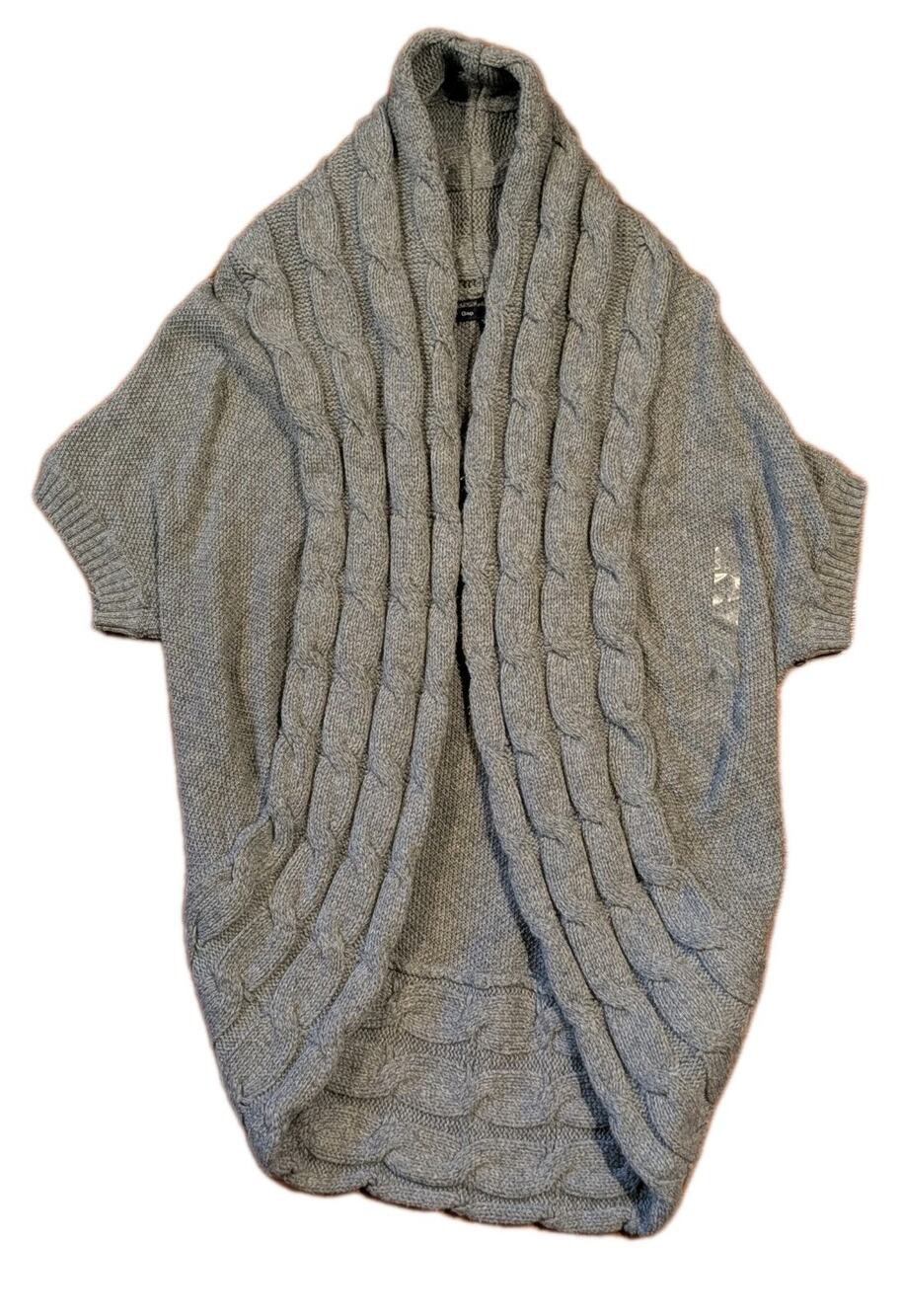 Gap Cardigan Sweater Womens Large Gray Cable Knit Cocoon Open Front NWOT